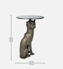 Leopard Glass End Table In Brass Antique Finish