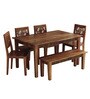 Lerro Sheesham Wood 6 Seater Dining Set with Bench in Provincial Teak Finish