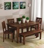Lerro Sheesham Wood 6 Seater Dining Set with Bench in Provincial Teak Finish