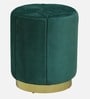 Anadia Velvet Pouffe In Green Colour