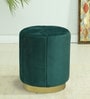Anadia Velvet Pouffe In Green Colour