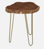 Lester Solid Wood End Table In Brass Finish