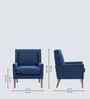 Leston Boucle Fabric Lounge Chair In Blue Colour
