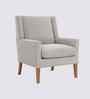 Leston Boucle Fabric Lounge Chair In White Colour
