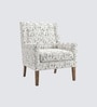 Leston Printed Human Canvas Print Fabric Lounge Chair In Walnut Finish