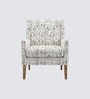 Leston Printed Human Canvas Print Fabric Lounge Chair In Walnut Finish