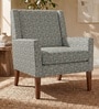 Leston Walnut Finish Printed Canvas Geometry Fabric Lounge Chair Leston Walnut Finish Printed Canvas Geometry Fabric Lounge Chair