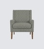Leston Walnut Finish Printed Canvas Geometry Fabric Lounge Chair Leston Walnut Finish Printed Canvas Geometry Fabric Lounge Chair