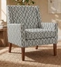 Leston Walnut Finish Printed Infinity Grid Fabric Chair Leston Walnut Finish Printed Infinity Grid Fabric Chair
