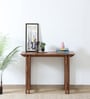 Lethbridge Mango Wood Console In Scratch Resistant Rustic Teak Finish