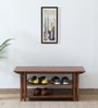 Lethbridge Mango Wood Shoe Bench In Scratch Resistant Rustic Teak Finish
