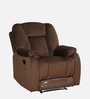 Levy Velvet Fabric 1 Seater Manual Recliner in Brown Colour