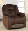 Levy Velvet Fabric 1 Seater Manual Recliner in Brown Colour