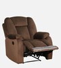 Levy Velvet Fabric 1 Seater Manual Recliner in Brown Colour