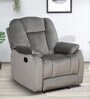 Levy Velvet Fabric 1 Seater Manual Recliner in Grey Colour