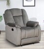 Levy Velvet Fabric 1 Seater Manual Recliner in Grey Colour