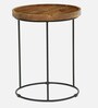 Lew Metal Round End Table In Black Colour