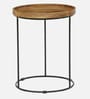 Lew Metal Round End Table In Black Colour