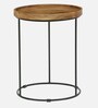Lew Metal Round End Table In Black Colour