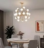 Lexa Modern Crystal LED Chandelier, Smart Chandelier Lights for Living Room, Alexa & Google Compatible, Luxury Pendant Light White & Gold Finish for Bedroom, Hall & Office Ceiling