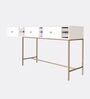 Lexus Console Table In Full White With Golden Steel Base Finish