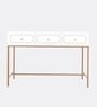 Lexus Console Table In Full White With Golden Steel Base Finish