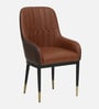Leya Arm Chair In Brown Leatherette With Black Powder Coated Base