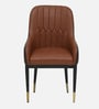 Leya Arm Chair In Brown Leatherette With Black Powder Coated Base