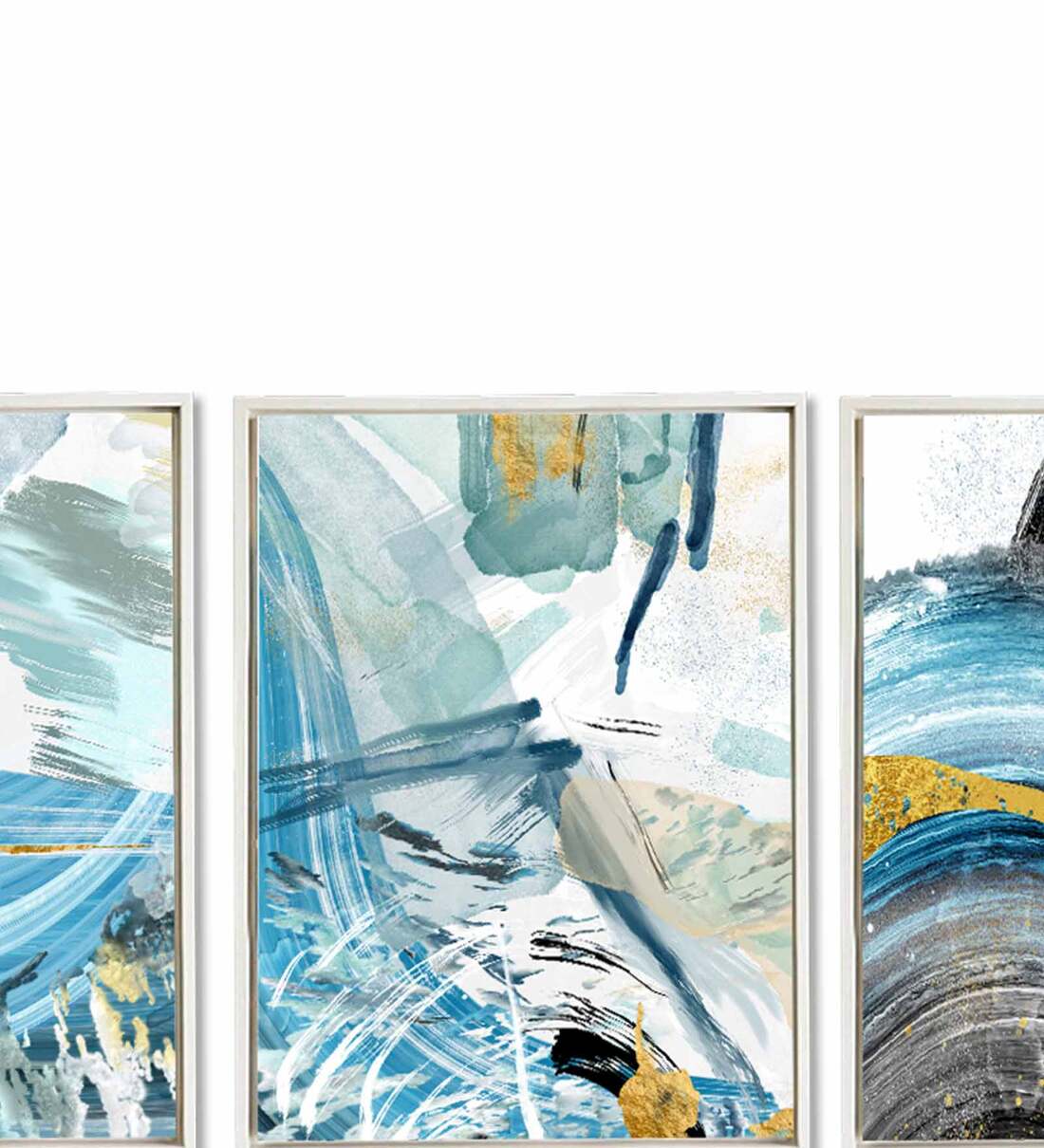 blue abstract art set of 3