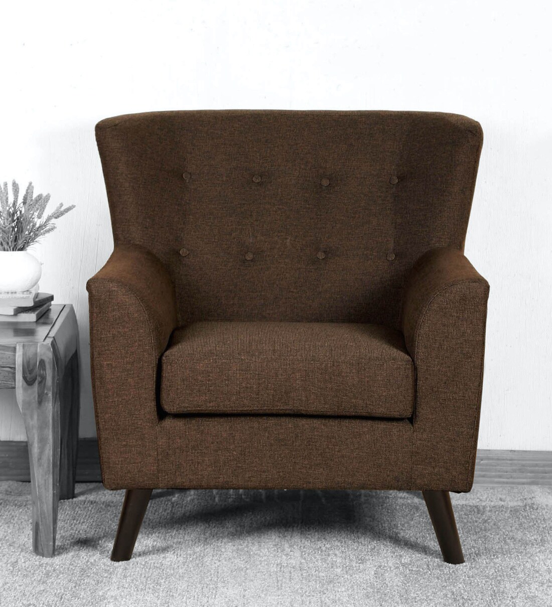 Buy Lima 1 Seater Sofa in Dark Brown Colour CasaCraft By Pepperfry