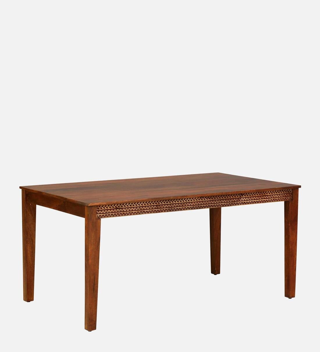 Buy Lima Solid Wood 6 Seater Dining Table In Honey Oak Finish By