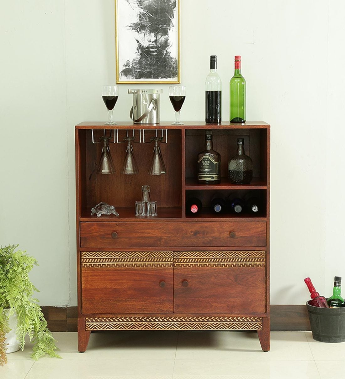 Buy Lima Solid Wood Bar In Honey Oak Finish By Woodsworth Online Bar Bar