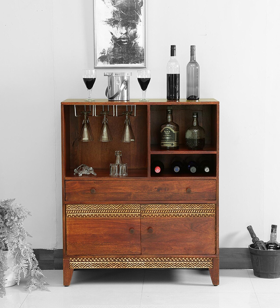 Buy Lima Solid Wood Bar in Honey Oak Finish Woodsworth By