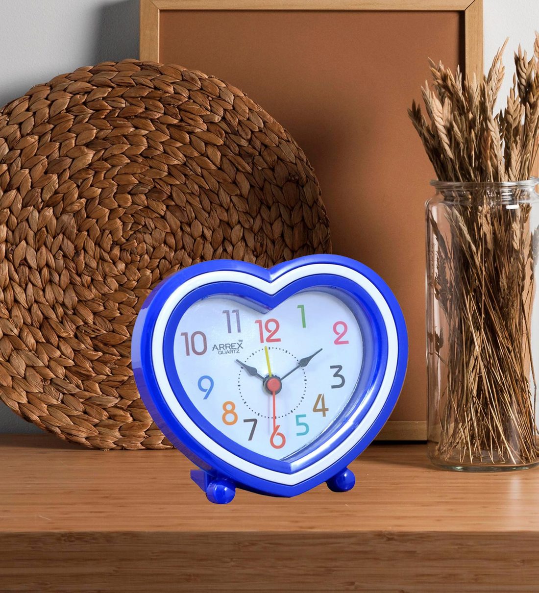 Buy Little Heart Analog Alarm Table Clock in Blue by Arrex Online