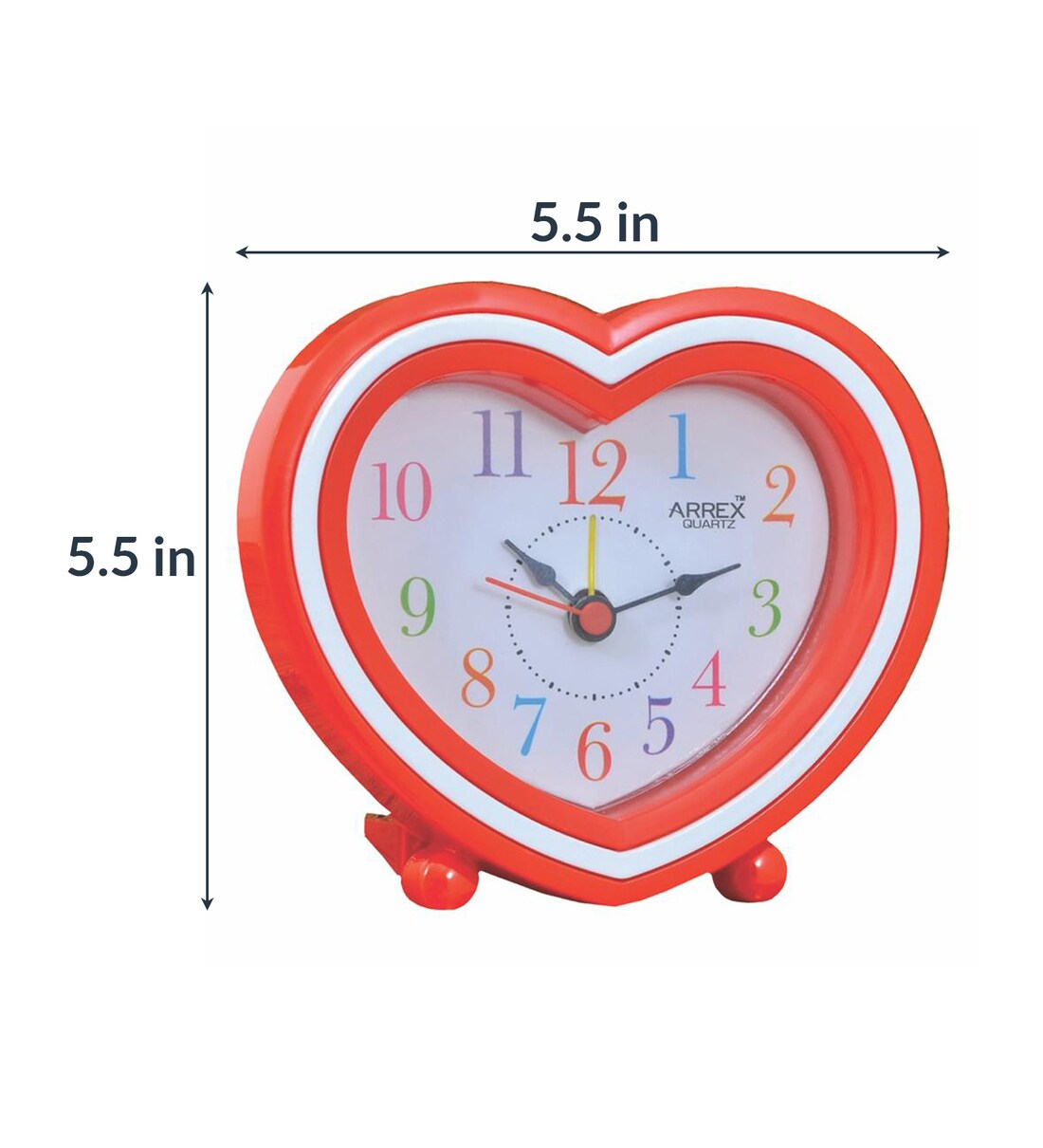 Buy Little Heart Analog Alarm Table Clock in Red by Arrex Online Kids