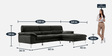 Libby Velvet LHS Sectional Sofa in Grey Colour