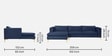 Lima Velvet RHS Sectional Sofa In Navy Blue Colour