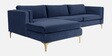 Lima Velvet RHS Sectional Sofa In Navy Blue Colour
