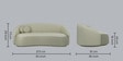 Litchi 3 Seater Curve Sofa In Cream Beige Color