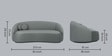 Litchi 3 Seater Curve Sofa In Grey Color
