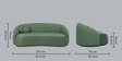Litchi 3 Seater Curve Sofa In Mint Green