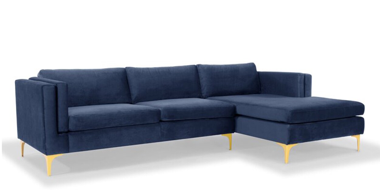 Buy Lima Fabric LHS Sectional Sofa in Navy Blue Colour by Adorn Homez