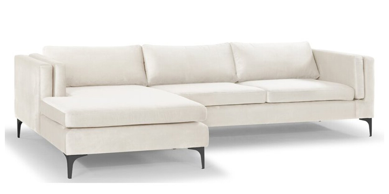 Buy Lima Fabric RHS Sectional Sofa in Beige Colour by Adorn Homez