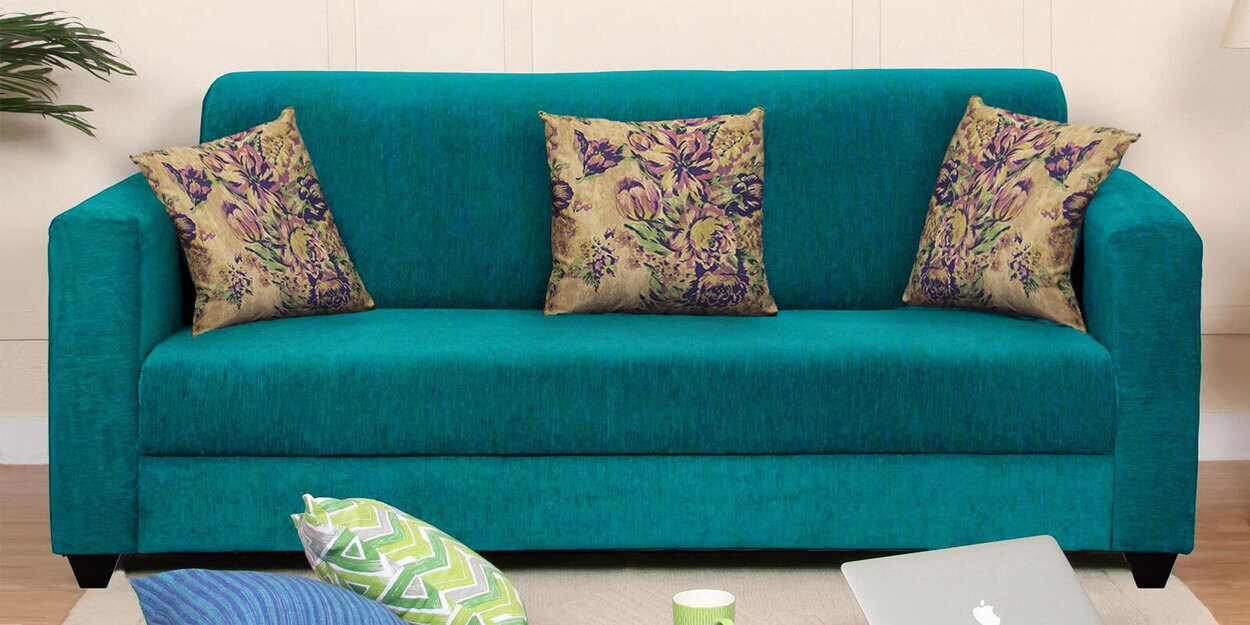 Buy Lipu Fabric 3 Seater Sofa in Sea Green Colour by Febonic Online
