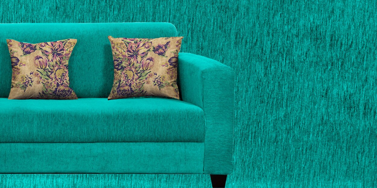 Buy Lipu Fabric 3 Seater Sofa in Sea Green Colour by Febonic Online