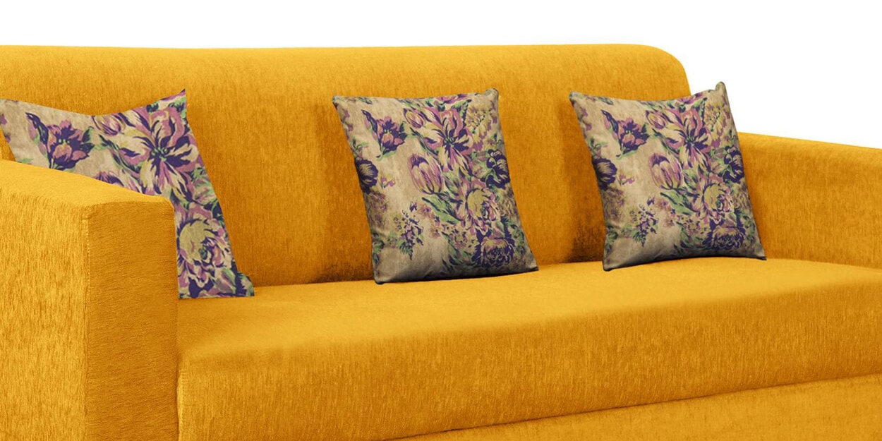 Buy Lipu Fabric 3 Seater Sofa in Bold Yellow Colour by Febonic Online