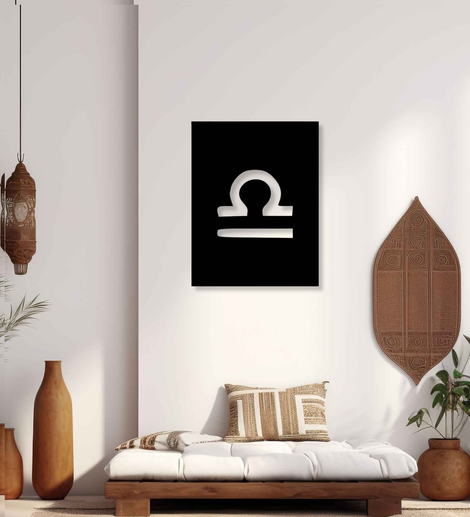 Libra Zodiac Sign Black Mild Steel Wall Art