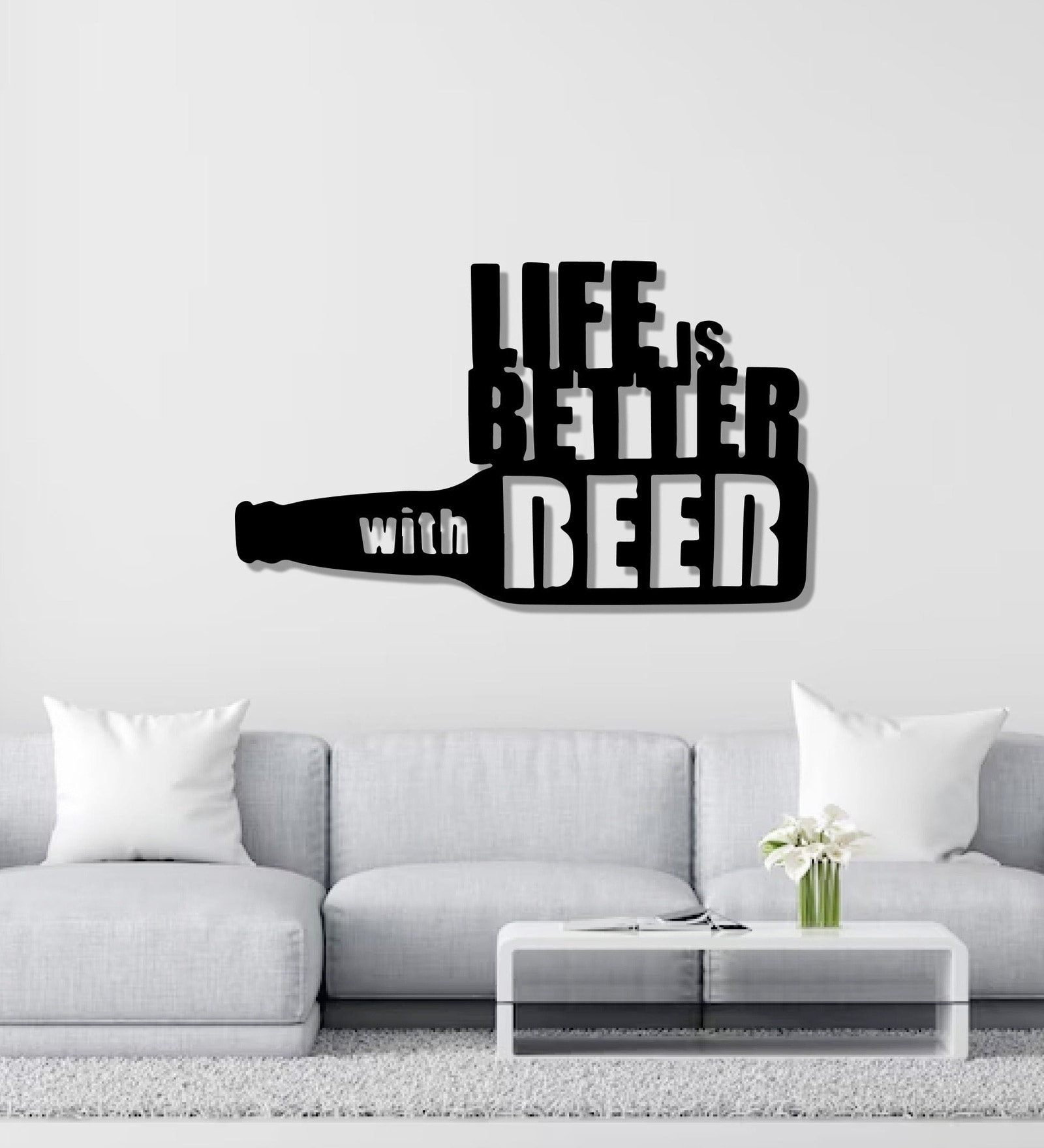 Life is Better with Beer Bottle Metal Art Wall Decor