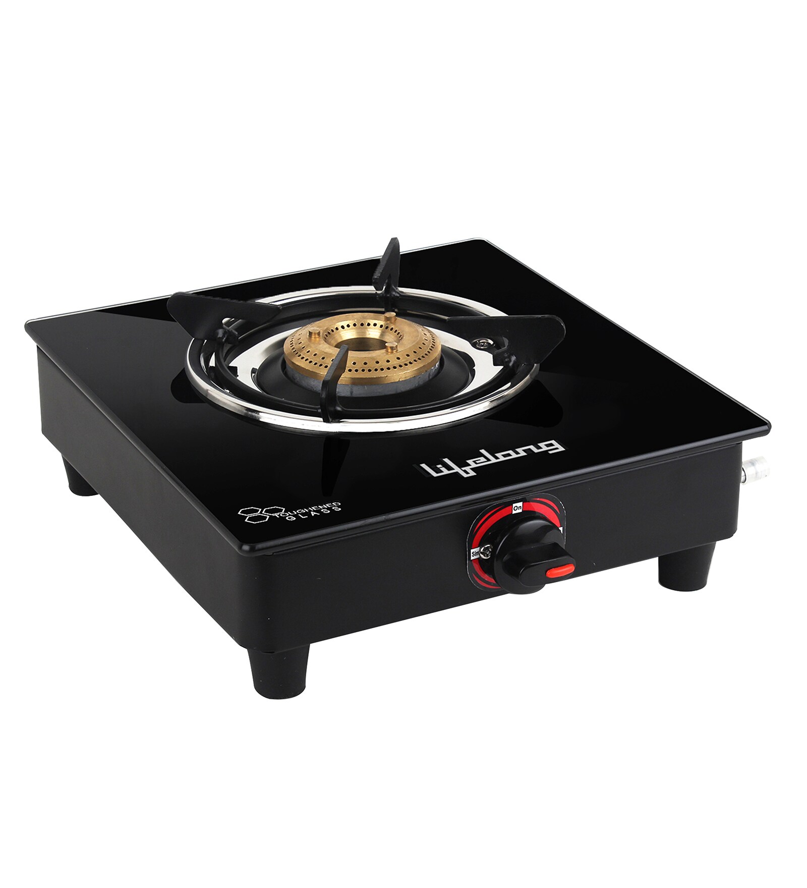 Buy Lifelong LLGS201 Open Single Burner Glass Gas Stove in Black Colour