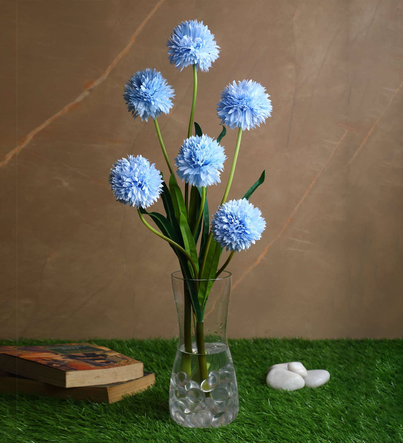 Blue Fabric Light Decorative Ballmum Artificial Flowers